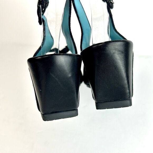 NWOB Thierry Rabotin Wedge Sandals Black Leather Slingback Italy 40 US 9,5 - Picture 10 of 15